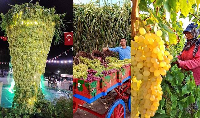 15 Sarıgöl Sultani Üzüm Festivalinde dev üzüm salkımı ilgi gördü
